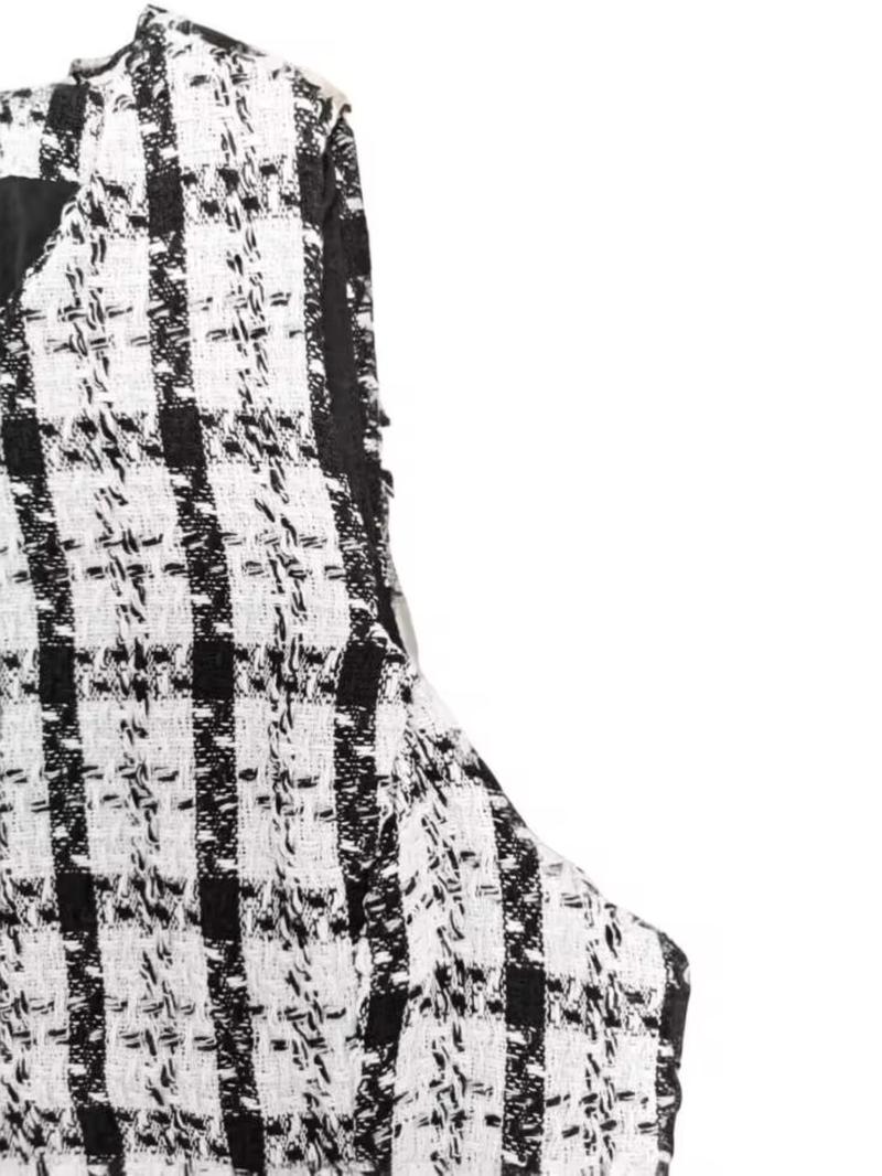 Women's Elegant Plaid Bowknot Dress, Sleeveless Round Neck Short Skirt, Casual Fall & Winter Fashion, Slim-Fitting Style