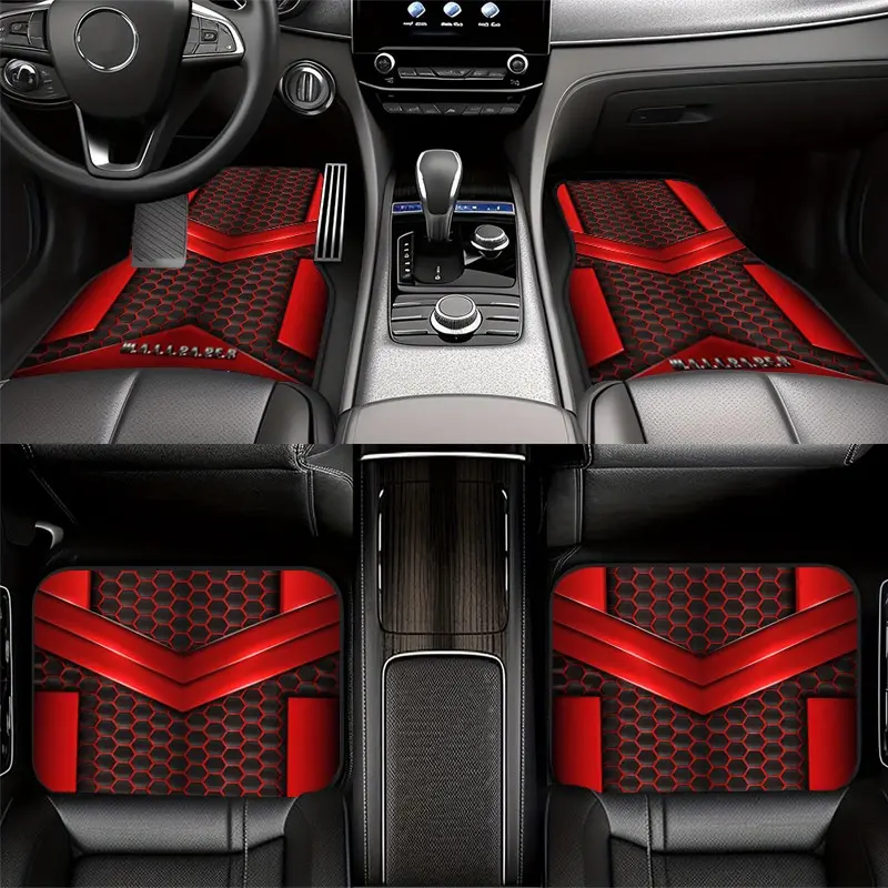 4-Piece Car Mat Set, Polyester Fiber Car Interior Accessories, Universal Size, Fits Cars Suvs Trucks, Ideal Gift for Christmas Halloween