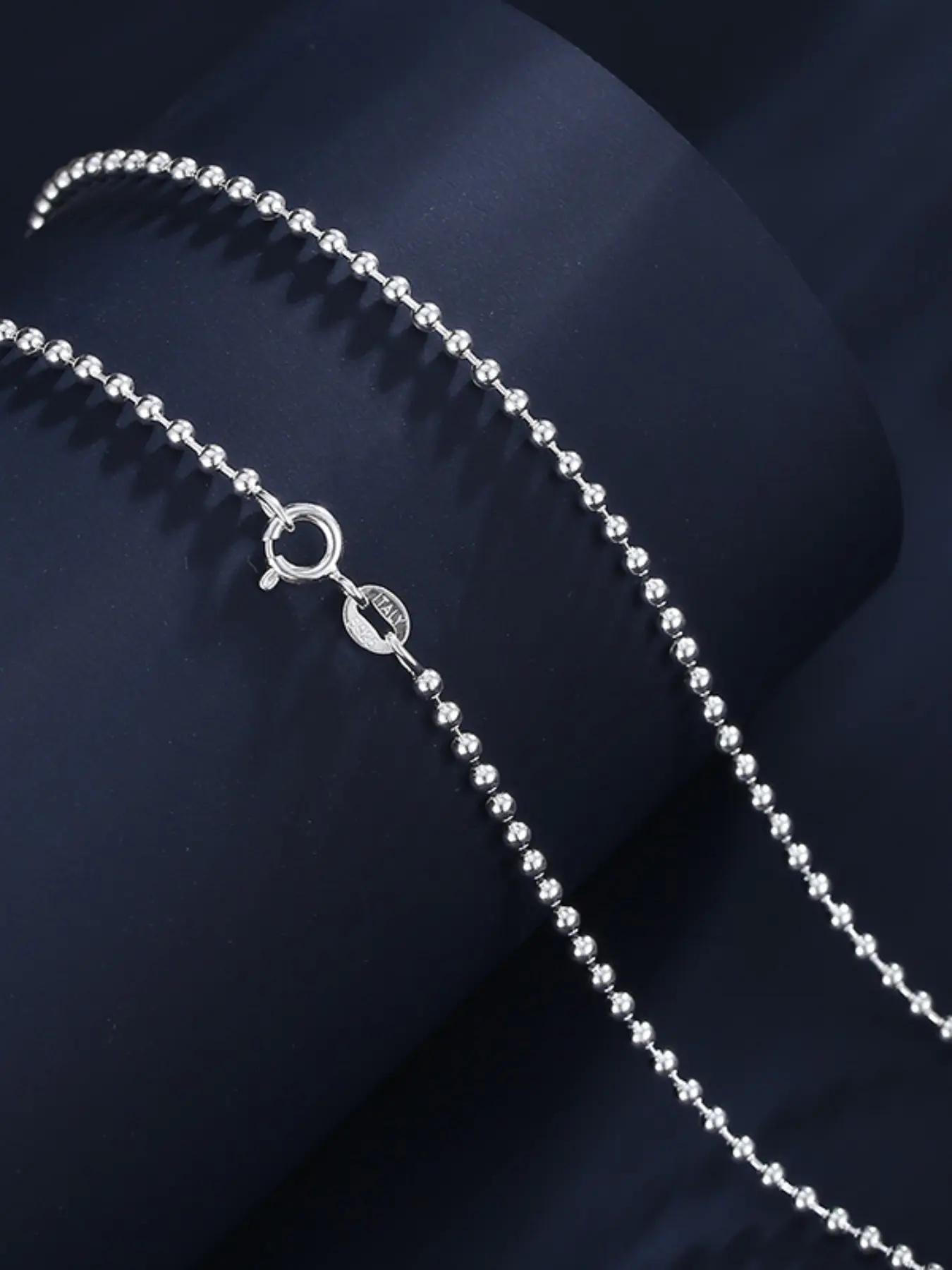 925 Sterling Silver Round Bead Design Necklace, Round Tennis Necklace, Mother's Day Gift, Fashion Jewelry for Party, Daily Clothing Decor, Trendy All-match & Exquisite Jewelry for Birthday Gift