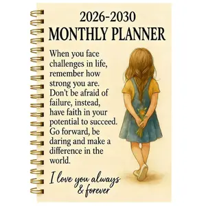 2026-2030 Monthly Planner/Calendar - January 2026 to December 2030, 5-Year Monthly Planner, Message to Granddaughter Themed Cover Design Notebook, Annual Calendar Planning, Monthly Tabs, 60-Month Calendar, 5.5 x 8.3 inches, Thickened Paper, Elastic Cover,