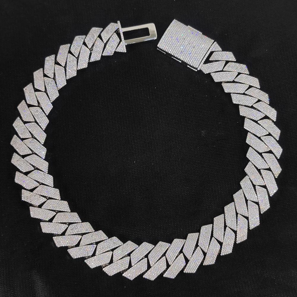 Pass Test 25mm Wide 4Rows Solid Silver Cuban link chain for Rapper Hip Hop Iced Out Necklace Pass Test 25mm Wide 4Rows Solid Silver Cuban link chain for Rapper Hip Hop Iced Out Necklace