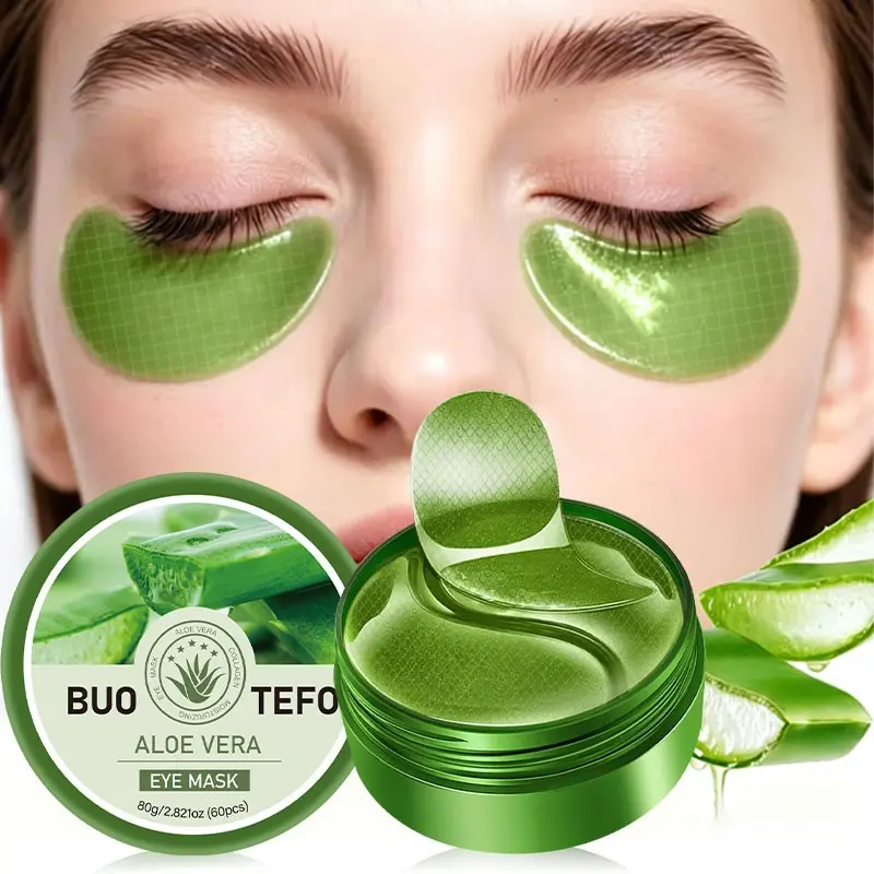 60pcs Aloe Vera and Collagen Under-Eye Serum Gel Patches, Reduce Puffy Eyes, Treat Dark Circles, Firming Eye Mask, Fragrance-Free, Natural Ingredients