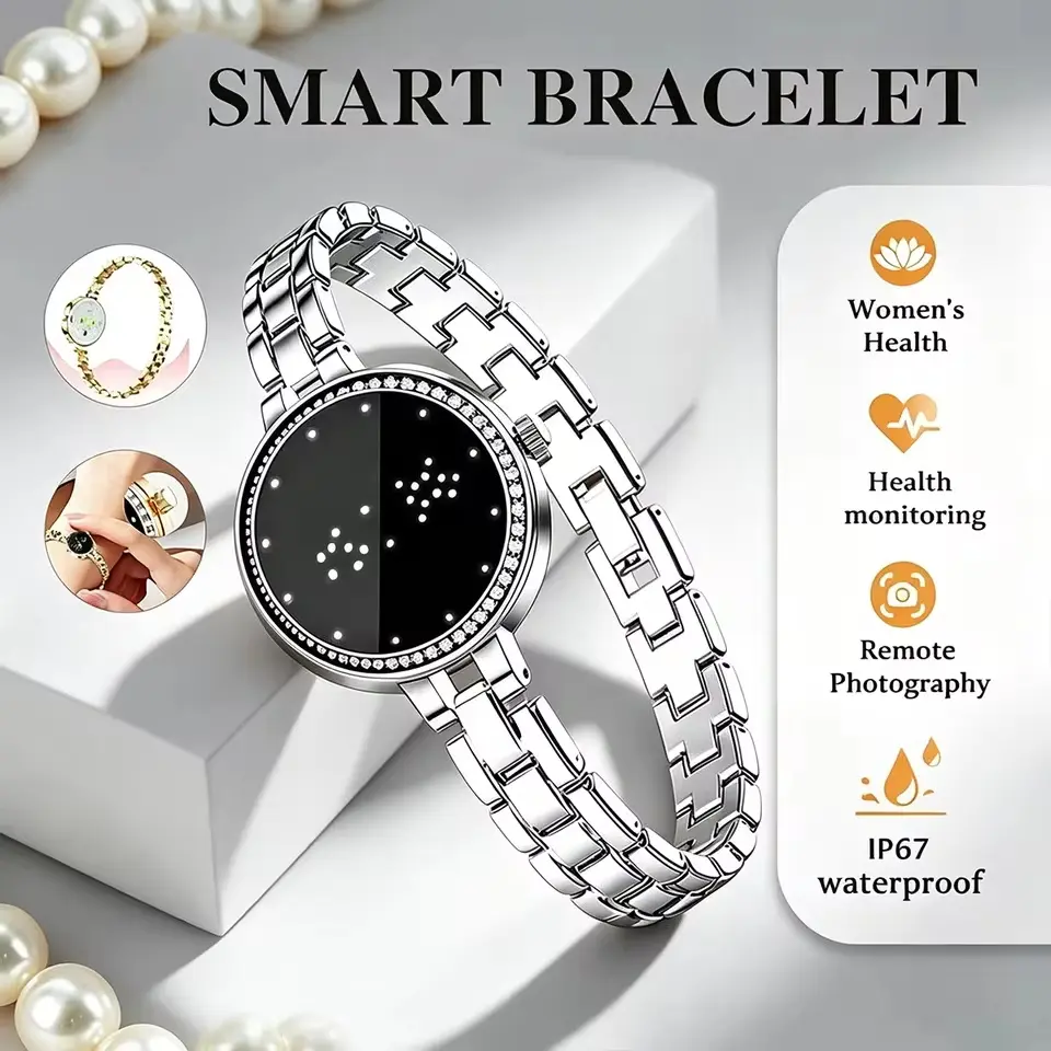 2026 High-End Wearable Smart Bracelet - Women's Health Monitor with Heart Rate Detection, Message Reminder, Water-Proof Design, Button Control - Fashion Gift Compatible with Android & iOS Smart Devices