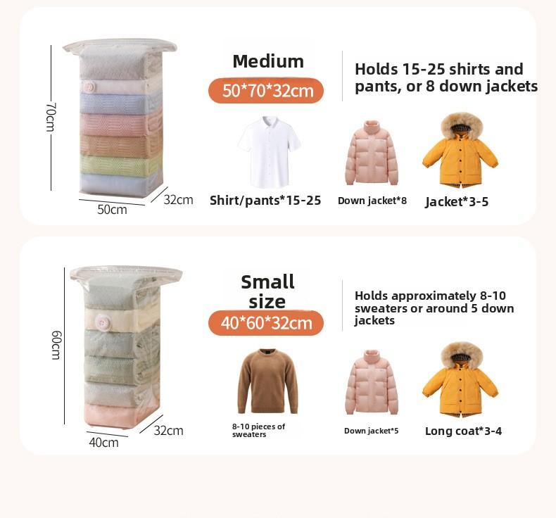 Vacuum Compression Bag No Air Extractor Needed 3D Thickened Large Capacity Clothes Quilts Storage Sealing Bag