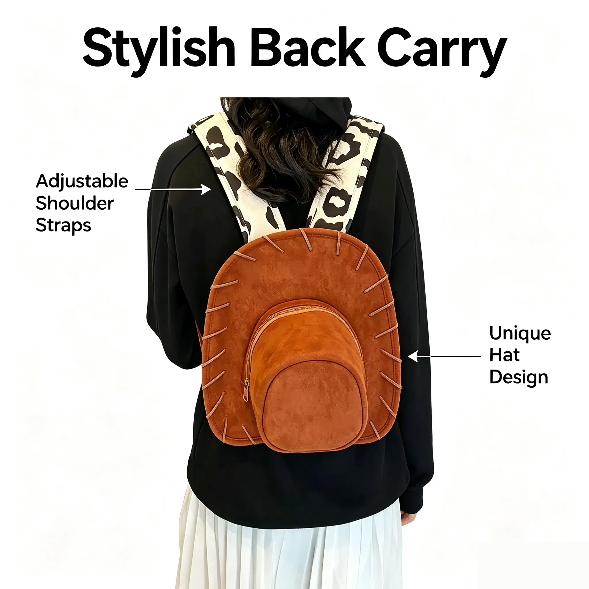 Creative Fun Hat Backpack, Carrying Backpack, Cowboy Hat Design, Abstract Style, Perfect Birthday Gift, Party Gift, Unique Travel Bag