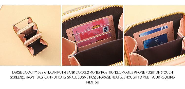 Women’s Solid Color Triple Compartment Wallet Crossbody Bag PU Leather Phone Pouch Touch Screen Window Multi Layer Pockets Shoulder Strap Everyday Travel Use