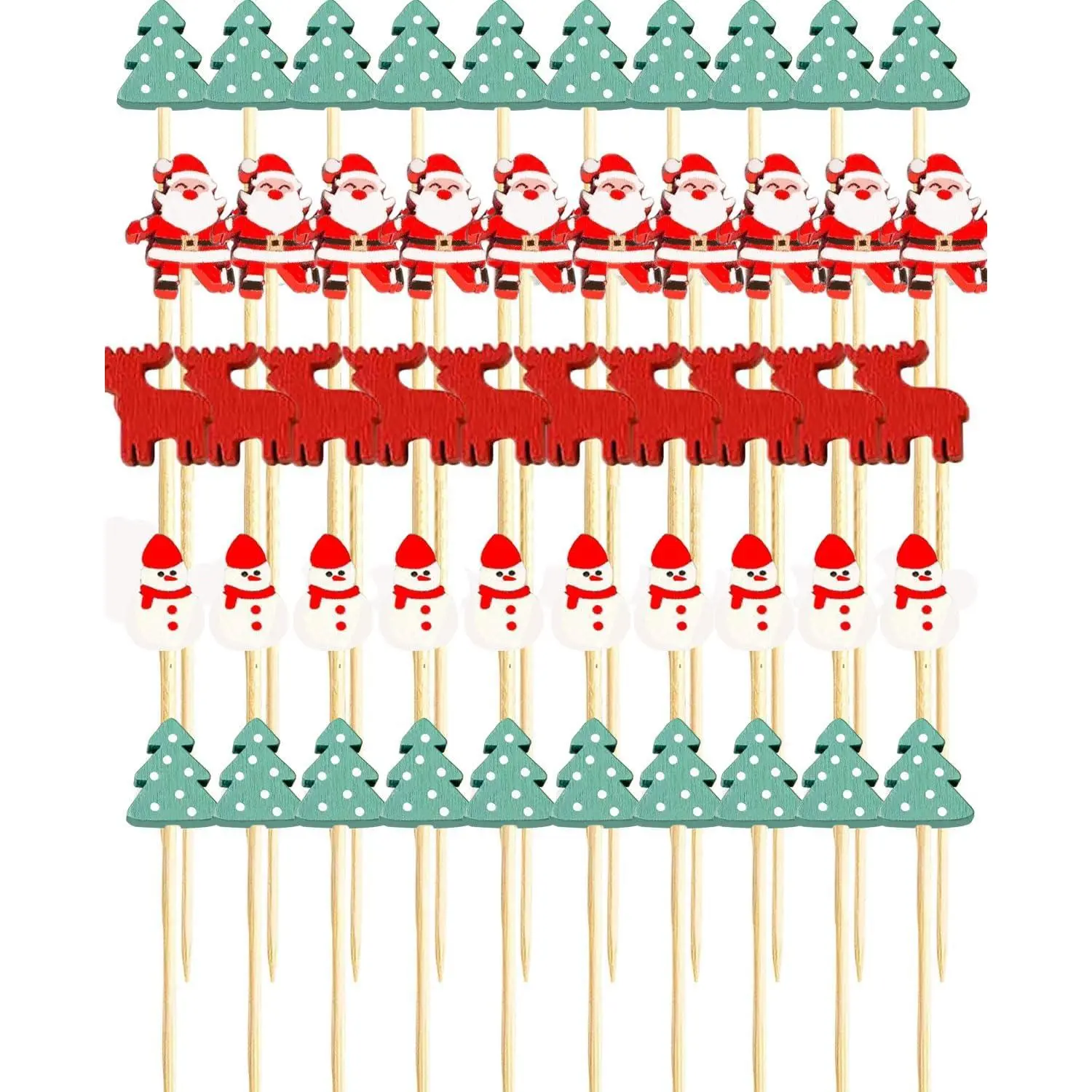 100 count Christmas  Picks, 4.7 inch Christmas Toothpicks, Santa Claus Snowman Xmas Tree   Charcuterie Skewers Fruit  Appetizer for christmas Holiday Party Supplies Decorations