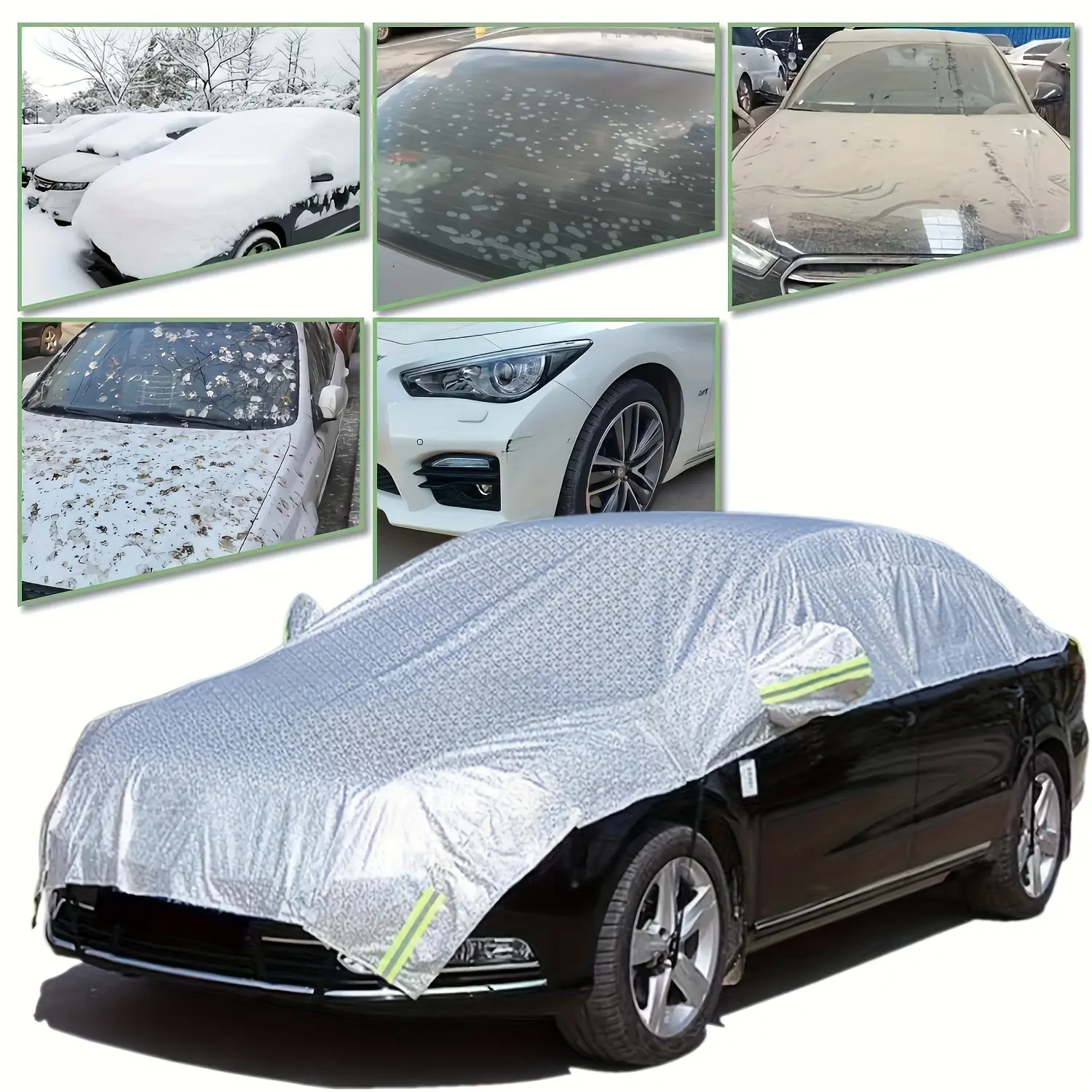 Car Cover, All-Weather Car Cover, Dustproof & UV & Snow Proof Car Cover for Windshield & Roof, Universal Car Exterior Accessories