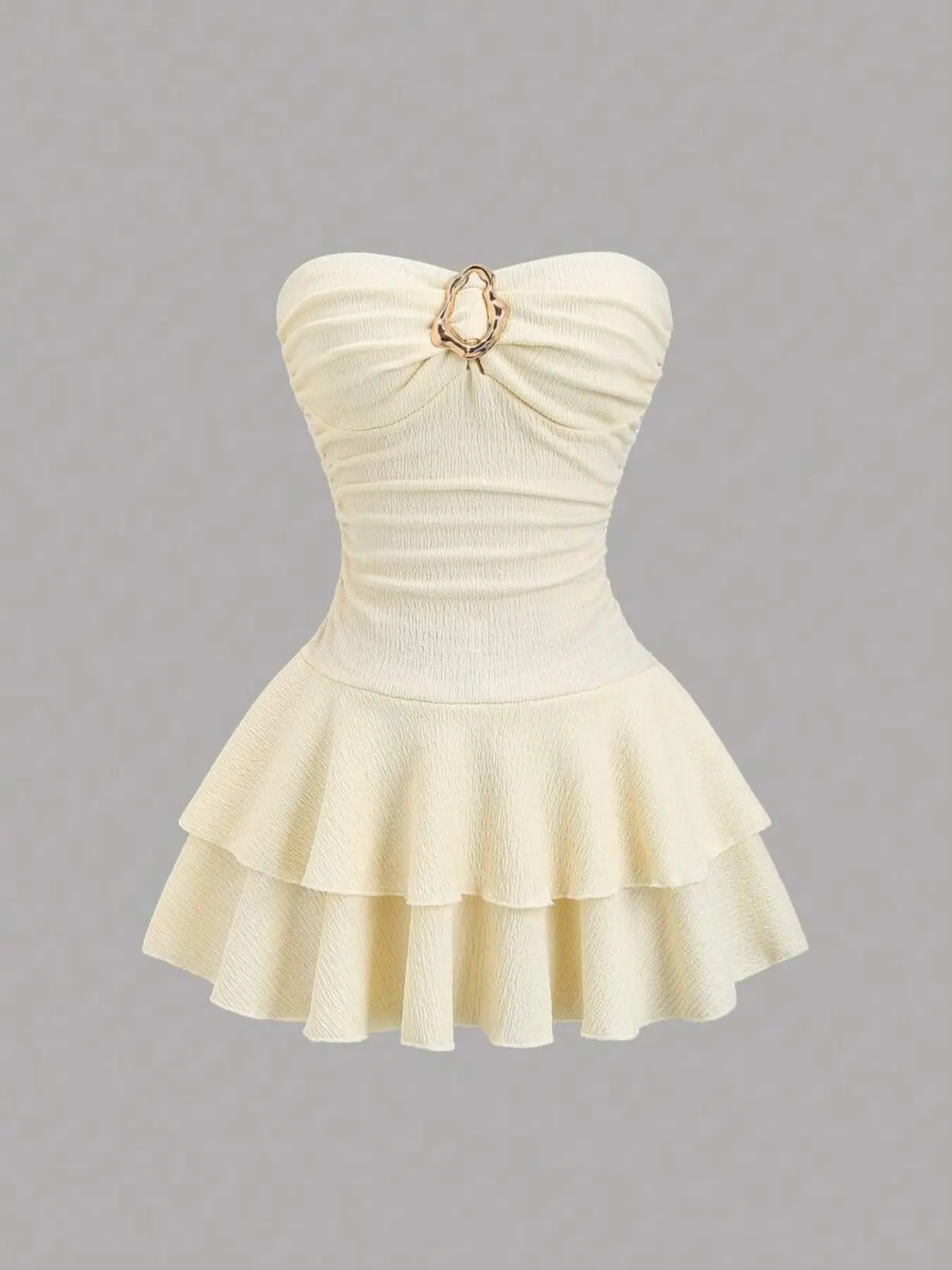 Elegant Strapless Layered Mini Dress for Women, Chic No-Shoulder Design, Perfect for Special Occasions, Stylish and Comfortable