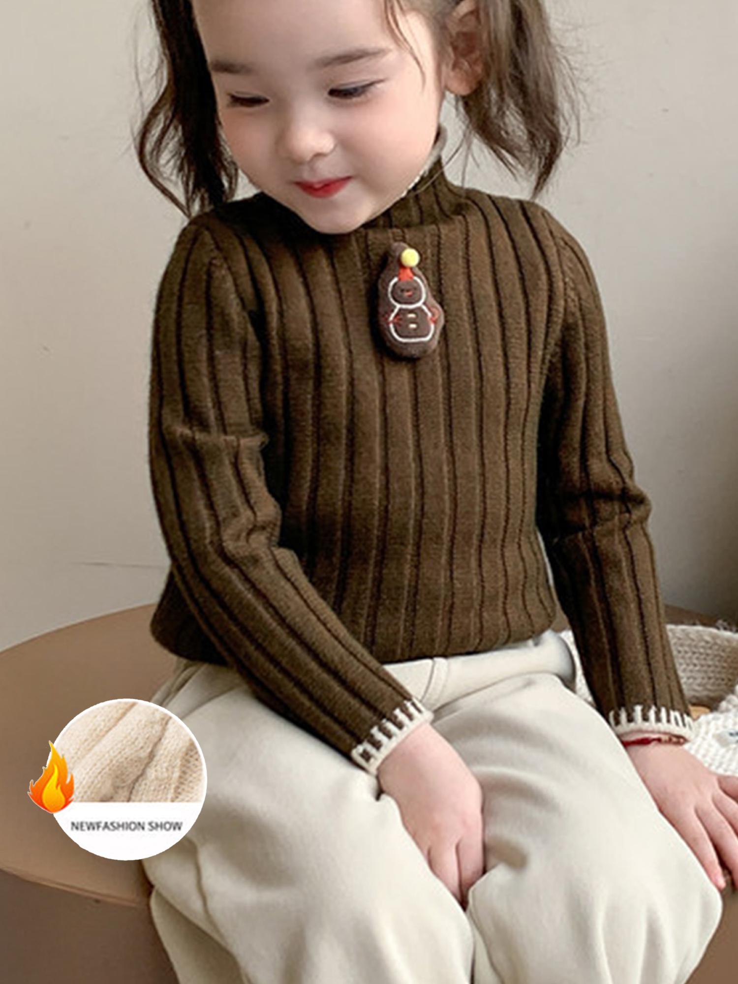 Girls' Thickened Turtleneck Sweater - Slim Fit Winter Warm Base Layer, Cute Solid Color Sweaters for Uniforms & Layering, Hand Washable Cold Weather Sweating Less for (for easy Outfits)