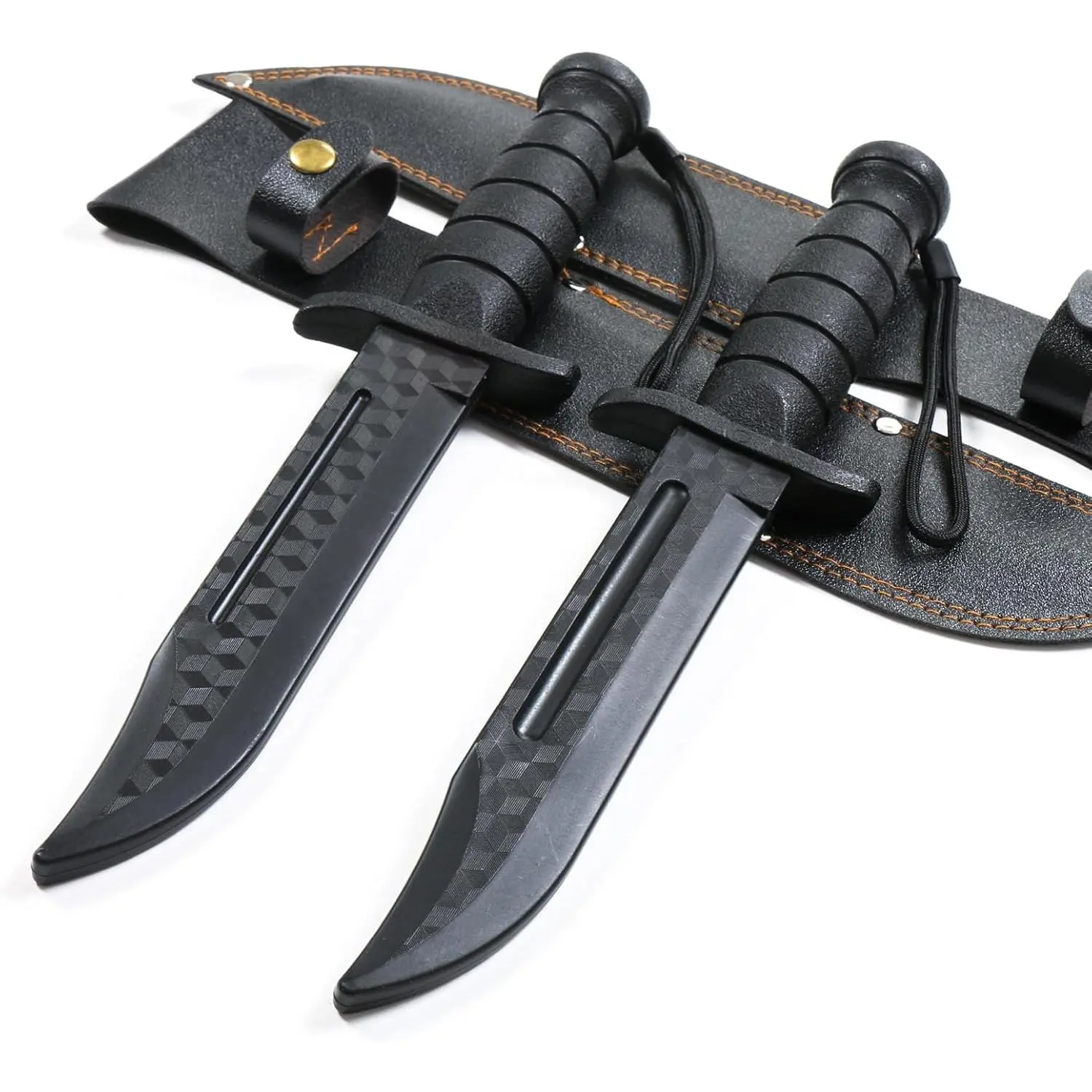 2-Pack Polypropylene Leatherneck S/F Training Daggers - Black Plastic Blade, 4 oz, Lightweight, Ergonomic Design, Cut-Resistant, Lead-Free Material, Sheath Included - For Self Defense, Military Martial Arts