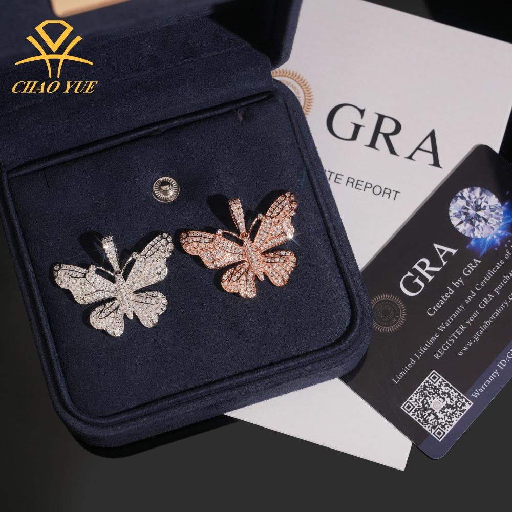 [ICE HUE]18K Gold Vacuum Plated S925 with 5A+ Sri Lanka Moissanite Butterfly Pendant With Free Copper Necklace - Unisex Minimalist Luxury Jewelry Daily Wear Gift Idea