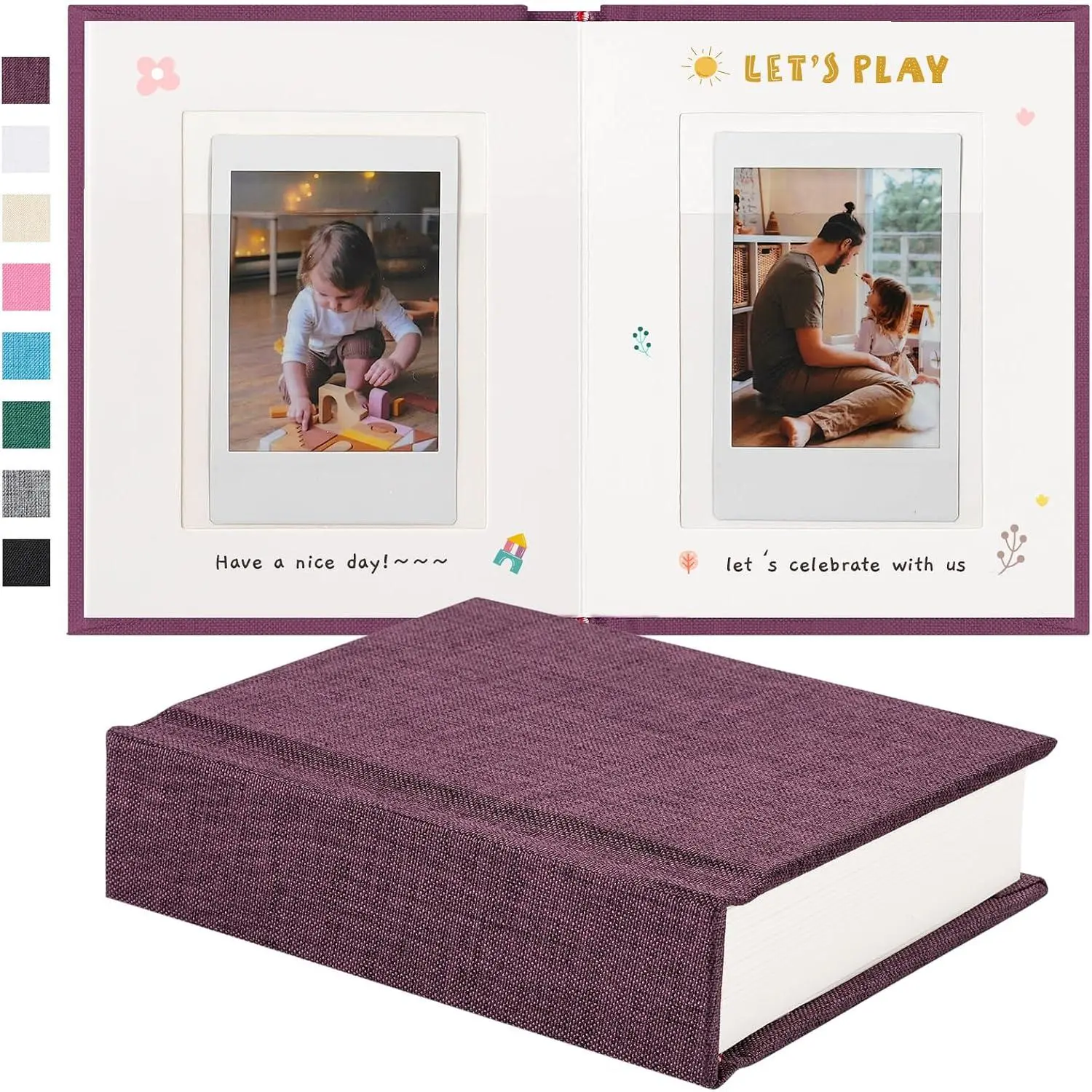 Instax Mini Photo Album With Writing Space, Linen Hardcover  Photo Album 28 Pockets For 2x3 Pictures,  Album Book For  Instax Mini  Camera ()