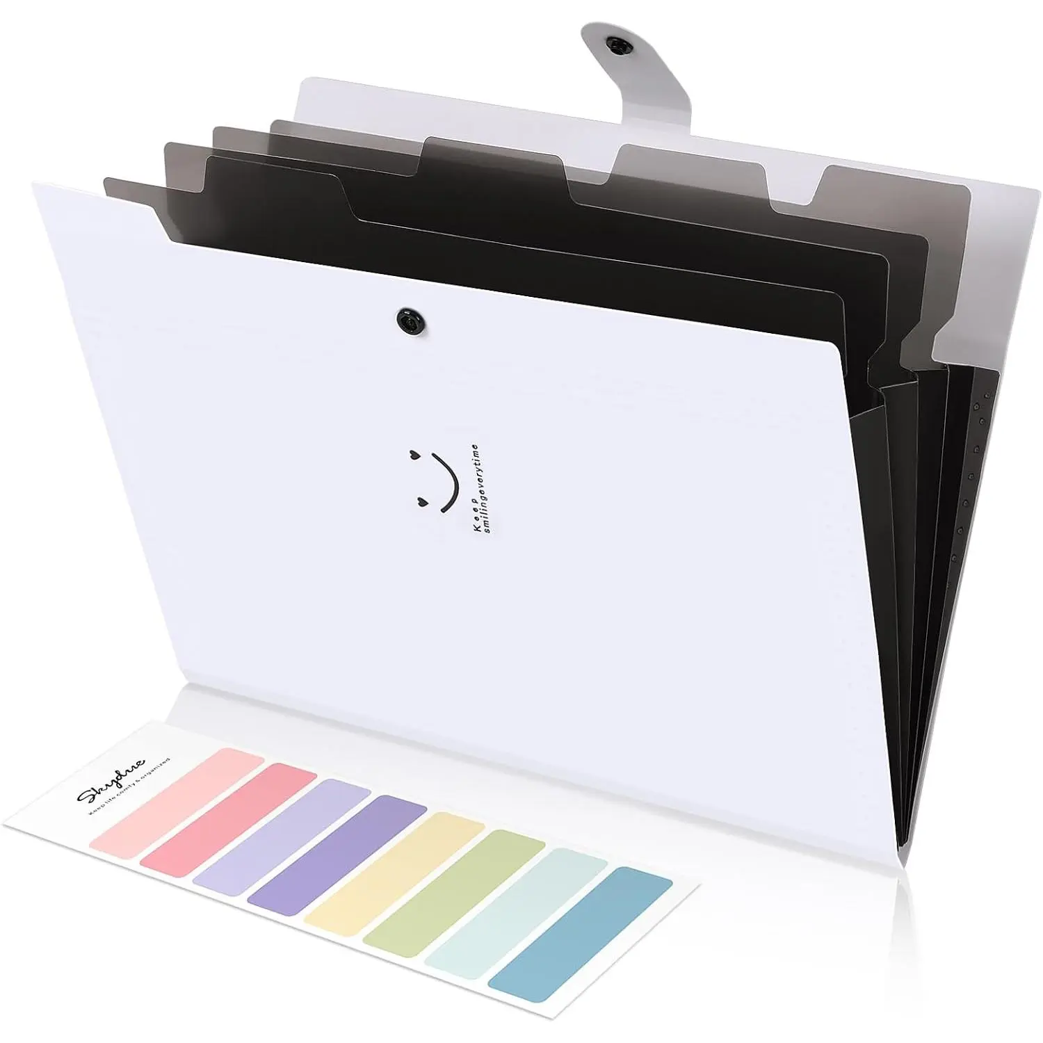 5 Pocket Expanding File Folder, Letter Size Portable Accordion Folders for Documents for School Office, White
