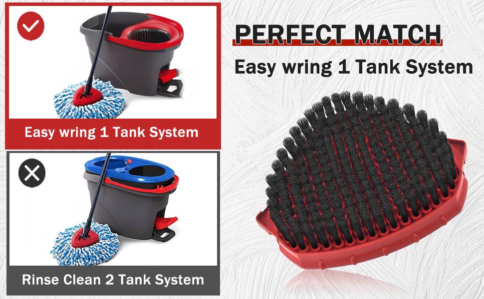 BASIC SUPPLY Upgrade Scrub Brush 2 Pcs Spin Mop Scrub Brush Replace Heads Compatible with O Cedar EasyWring 1 Tank System, for Ocedar Scrubber mop Head Attachment (2PCS Scrub Brush (1-Tank) 1)