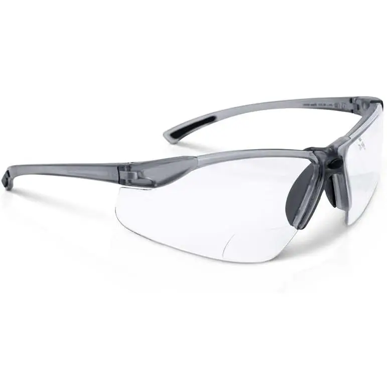 Magnified Wraparound Bifocal Safety Glasses - ANSI Z87.1 Protective Wear for Men - Single Pair Reader Eyewear for Home Supplies Use