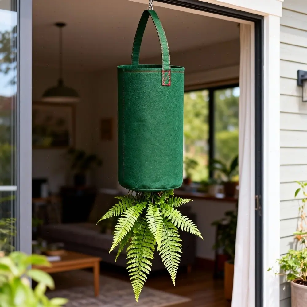 2\4\8Pcs Zippered Upside-Down Tomato Grow Bags Set Pack - Hanging Breathable Fabric Garden Pots, Space-Saving Planters for Easy Planting, Suitable for Both Indoor/Outdoor Garden Supplies sohochic patioplants