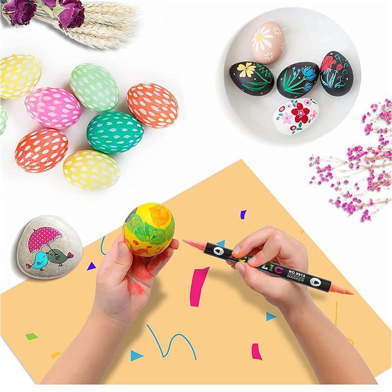 Acrylic Paint Marker Pen Set, 1 Set 12/24/36pcs Double Tip Double Color Quick Dry Waterproof Acrylic Paint Drawing Marker Pen, Crafts Art Supplies for Rock Painting, Wood, Canvas, Stone, Glass #GLOBAL PICKS