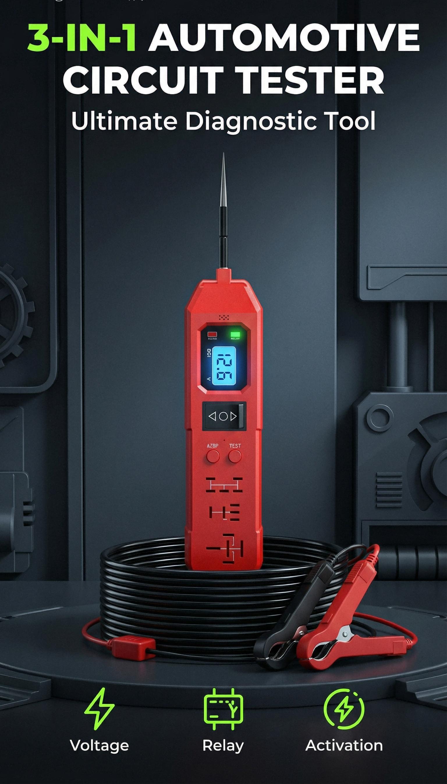 3 in 1 Power Circuit Probe Tester,3.5-36V DC Circuit Tester Automotive,Test Light,relay tester , Fuse & Voltage Tester,Automotive Short Circuit Breake Finder Electrical Tools summerwins,summerwins