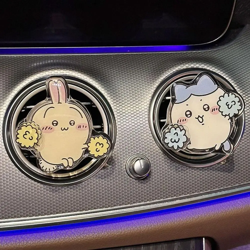 2Pcs Chiikawa Car Air Outlet Ornament Cute Cartoon Auto Interior Decor Fashion Styling Accessory Easy Install Scene Decoration