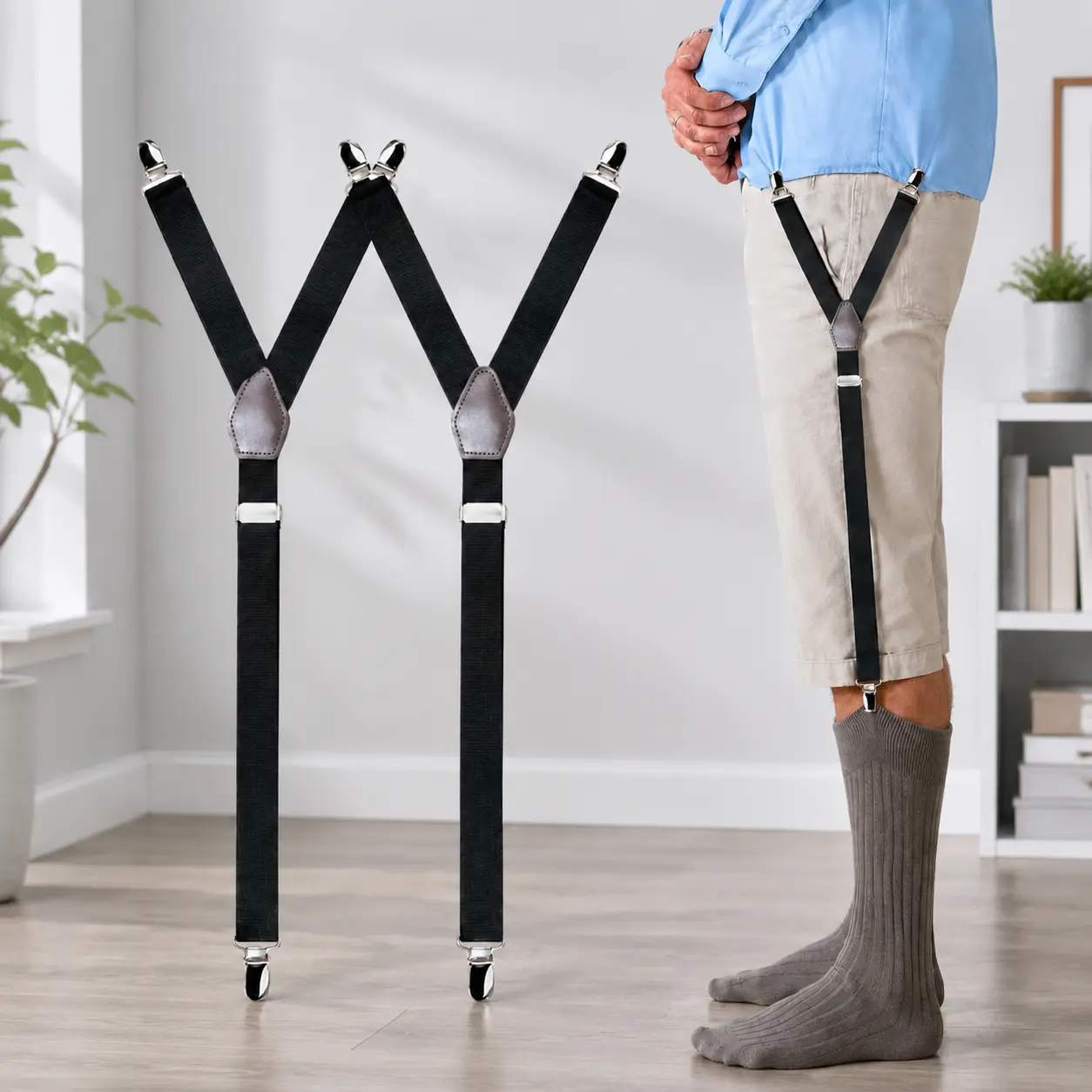 Shirt Stays for Men Heavy Duty Adjustable Shirt Support Straps Elastic Non Slip Clip Design Anti Wrinkle Anti Bunching Stay Tucked Shirt Holder System for Professional Work Uniform Formal Outfit Secure Grip