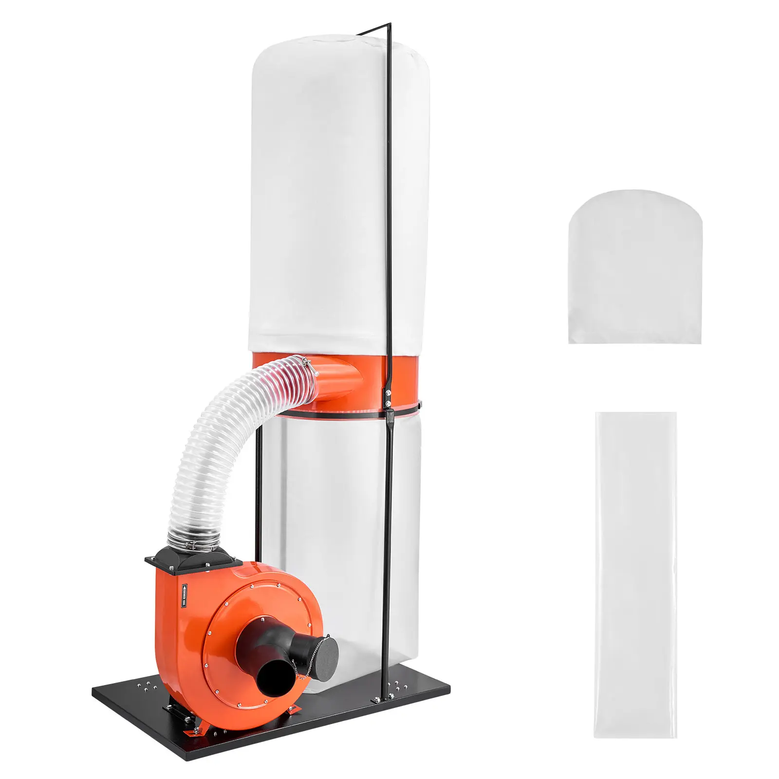 Dust Collector, 1200 CFM 2.5 Micron Vortex Cone Dust Collectors, 2.0HP Sawdust Collection System with 35-Gallon Dusts Collector Bag & 42-Gallon Filter Bag, 3400 RPM High Speed, for Wood Chips