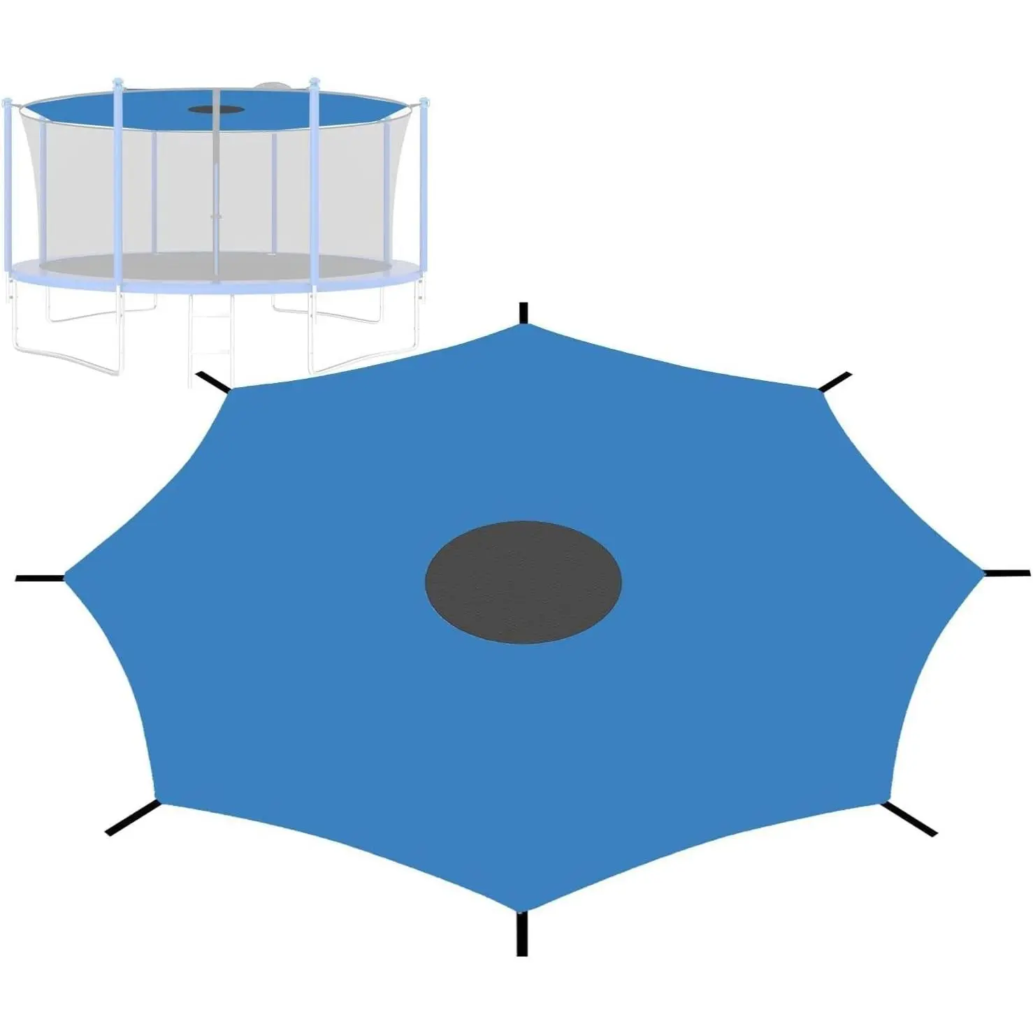 Waterproof Anti-UV Oxford Cloth Trampoline Sun Shade Cover, Fits 8ft-16ft Trampolines, Blue