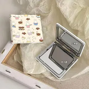 Kawaii Miffy Rabbit Mirror Cute Cartoon Portable Mini Cute Folding Double-sided Mirror Girlish Heart Convenient Touch-up Mirror