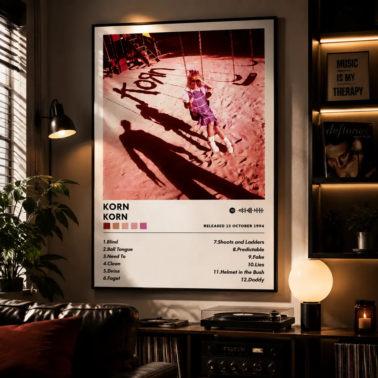 Korn Album Cover Canvas Wall Art Print, 175 GSM Fine Art Poster, Nu Metal Band Music Decor, Vintage Rock Wall Poster, Home Bedroom Living Room Office Gift for Music Fans, Alternative Rock Artwork, Music Lover Room Decor