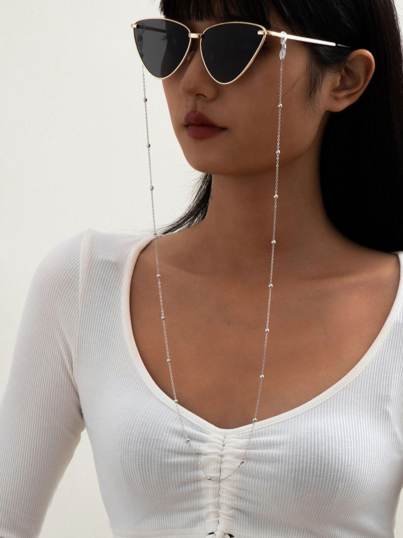 Minimalist Temperament Ball Decor Metal Glasses Chain, Anti-slip Glasses Mask Hanging Chain, Fashion Eyewear Accessories for Women & Girls
