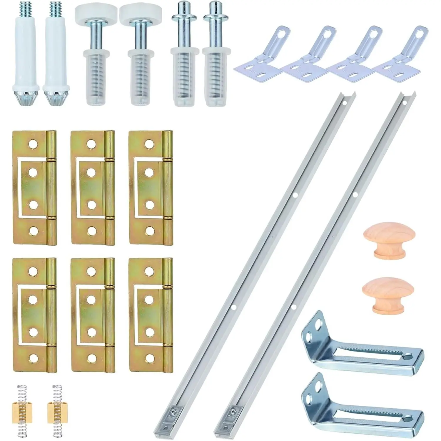 Bifold Closet Door Hardware Kit with 72" Tracks (2 × 36"), Complete Set for 4 Doors with Brackets, Pivots & Guide Wheels for Bi-fold Closet Doors