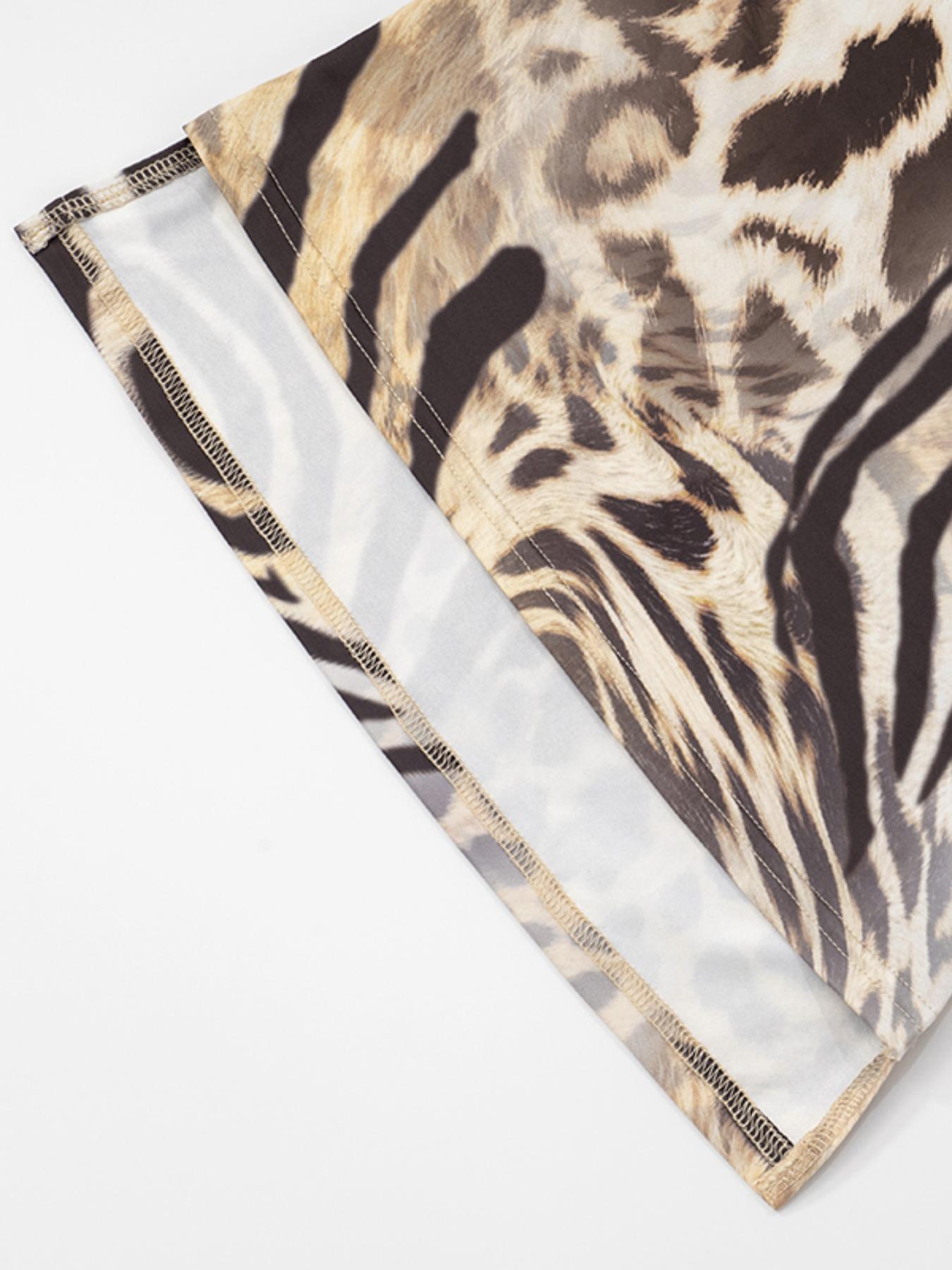 Two-piece Set Women's Leopard Print Off Shoulder Fitted Top & Capri Pants, Fashion Casual Chic Top & Capri Trousers for Daily Outdoor Wear, Ladies Clothes