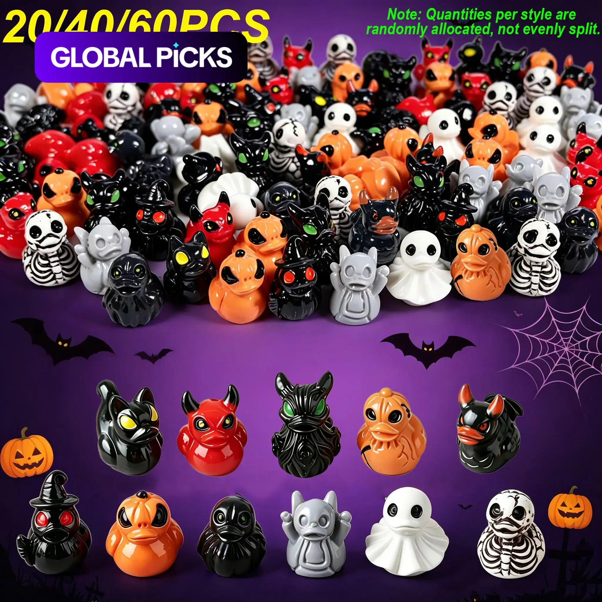Mini Devil Ghost Skull Resin Ducks, Cute Spooky Desktop Decor, Creative Desktop Ornament, Mini Garden Ornament, Home Decor Ornament, Halloween Christmas Decoration, Party Gift, Decorative Piece, Decorative Ornaments