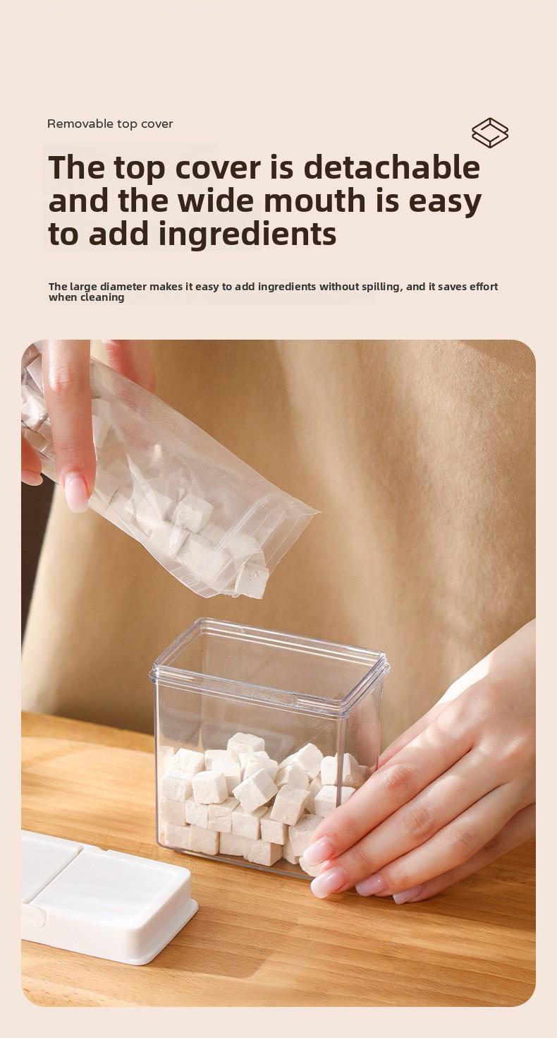 FaSoLa seasoning storage box for kitchen use, transparent with lid, sealed and moisture-proof spice and condiment dispenser box