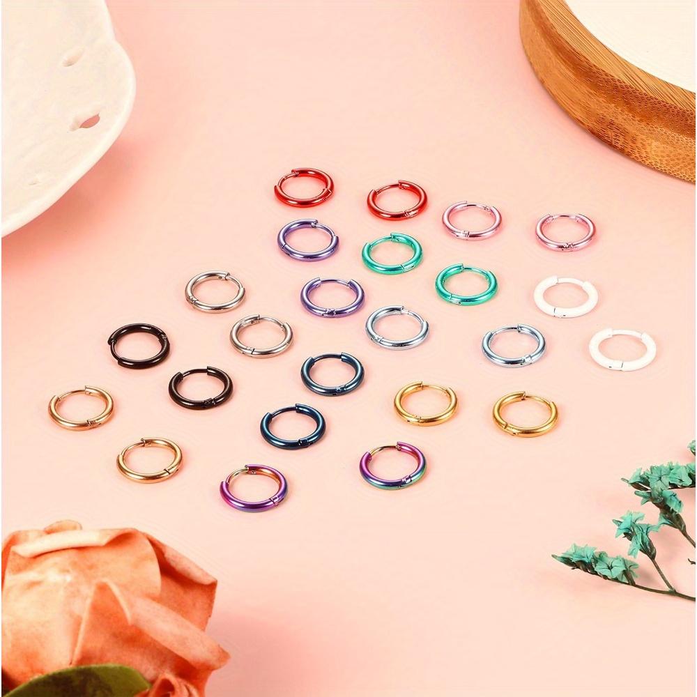 12Pairs 316L Surgical Stainless Steel Small Hoop Earrings for Men Women Hypoallergenic Huggie Hoops Cartilage Helix Tragus Lobes Hinged Sleeper Hoop Earrings Set 18G 6mm/8mm/10mm/12mm/14mm