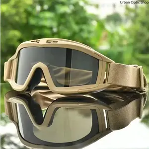 Tactical Safety Goggles, Unisex Synthetic Frames with Fog-Proof, Impact-Resistant Protective Lenses for Offroad Cycling and Sun Protection
