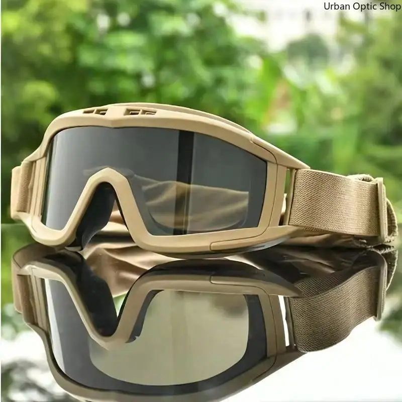 Tactical Safety Goggles for Unisex - Synthetic Frames, Fog-Proof Lens, Shatterproof Impact-Resistant Lenses, Outdoor Safe for Offroad Cycling, Motorcycling, Sun Protection, Unisex Adults, Fogless, Tactical Accessories, Solid