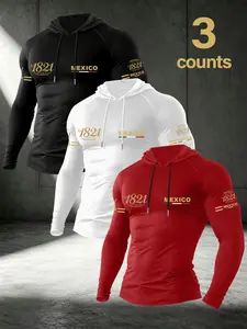 Men's Print Hooded Drawstring Long Sleeve, Streetwear Casual T-Shirt, Fashion Spring Fall Daily Wear, Comfortable and Stylish Design