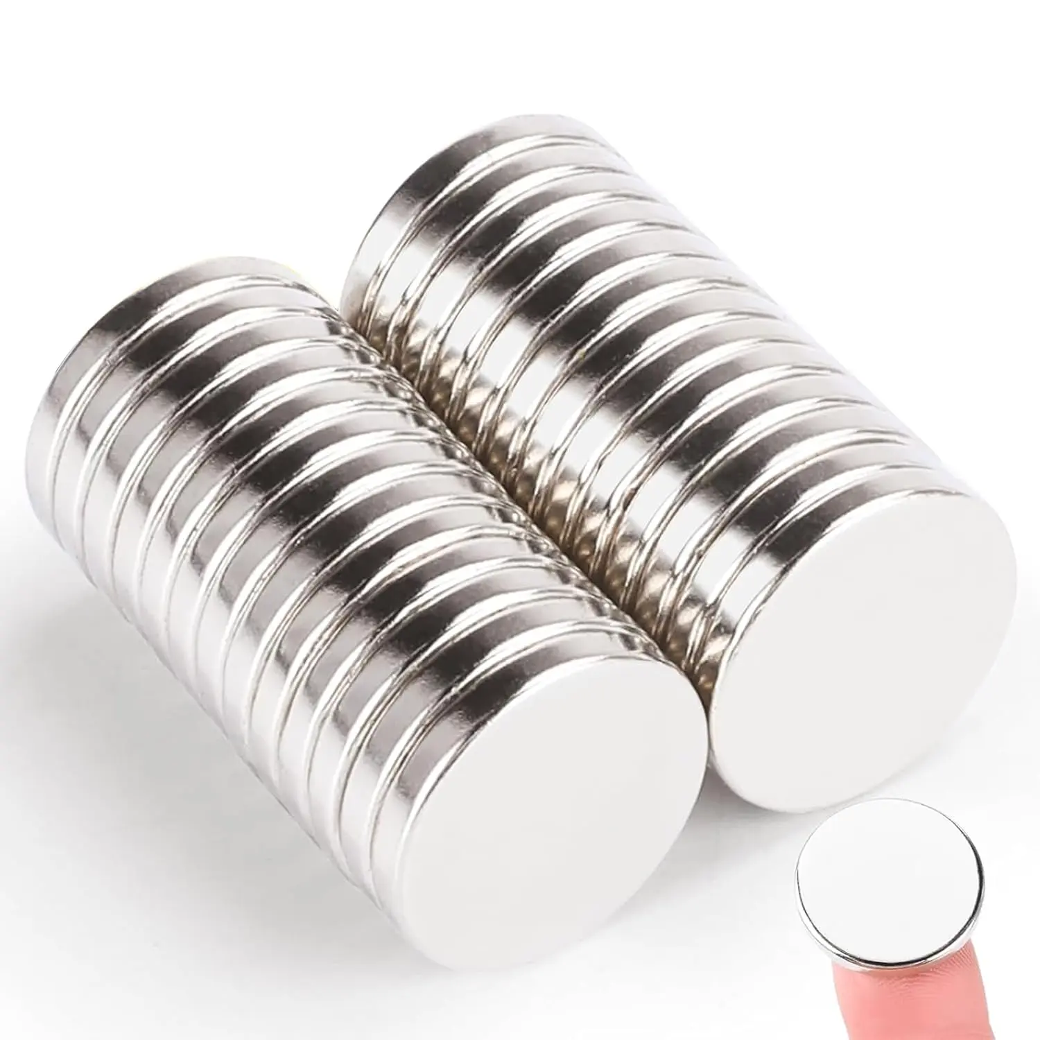 25Pcs Brushed Nickel Round Fridge Neodymium Magnets (20x3mm) - Aged 14+, for Fridge Surfaces, DIY Home Projects, Office Use, Millimeters