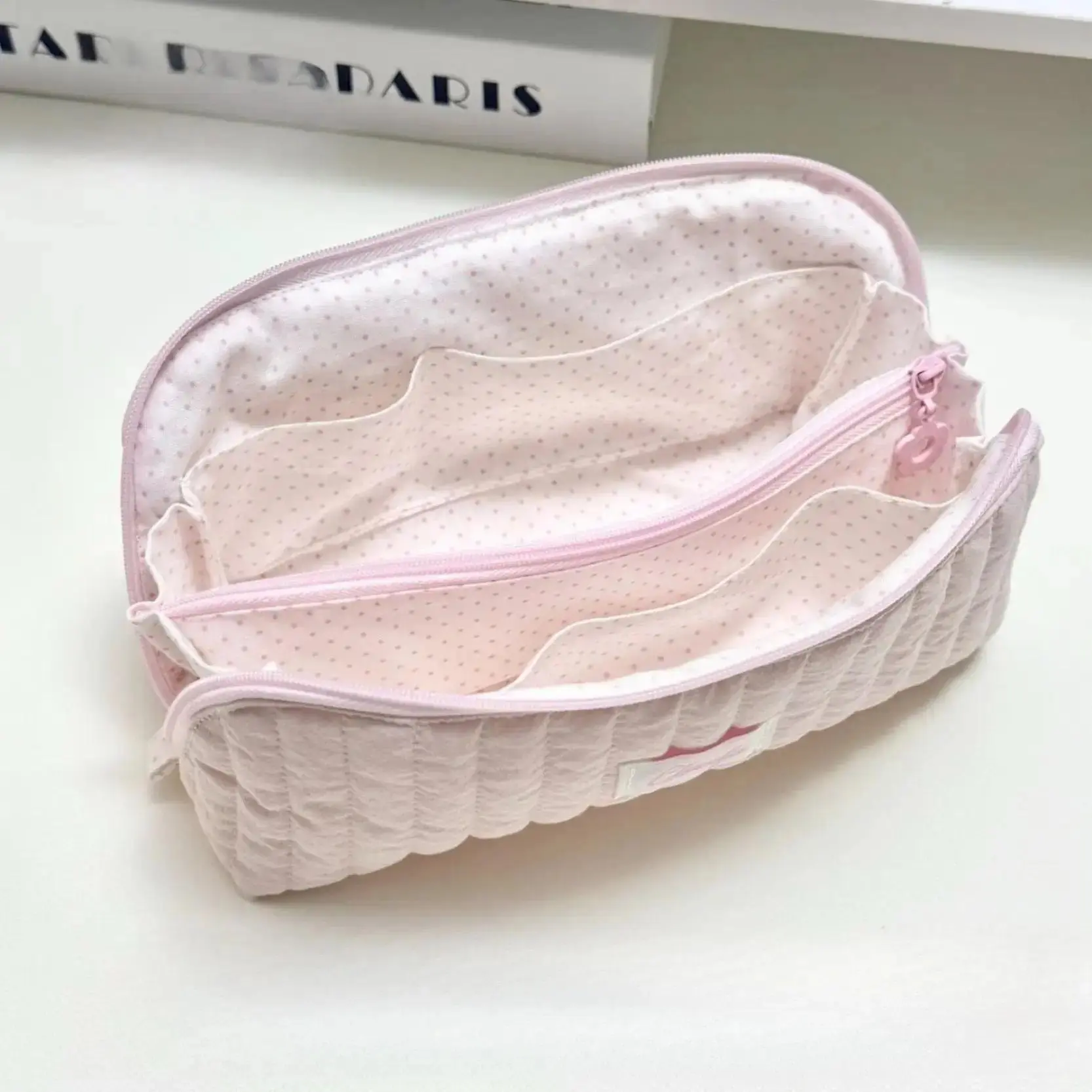 Cute Shell-Shaped Pencil Case, Multi-Layer Pencil Pouch with Multiple Compartments, Light Blue Polka Dot Stationery Organizer for Pens, School Supplies, Makeup, Travel & Daily Use sohochic