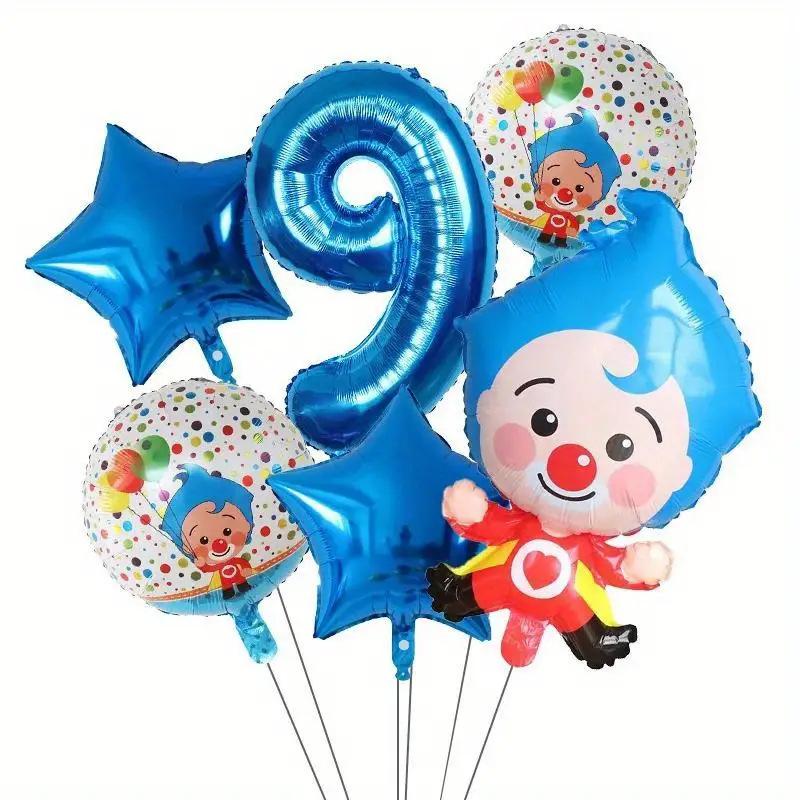 8PCS New Circus-themed Clown Aluminum Film Balloon Set Birthday Party Decoration