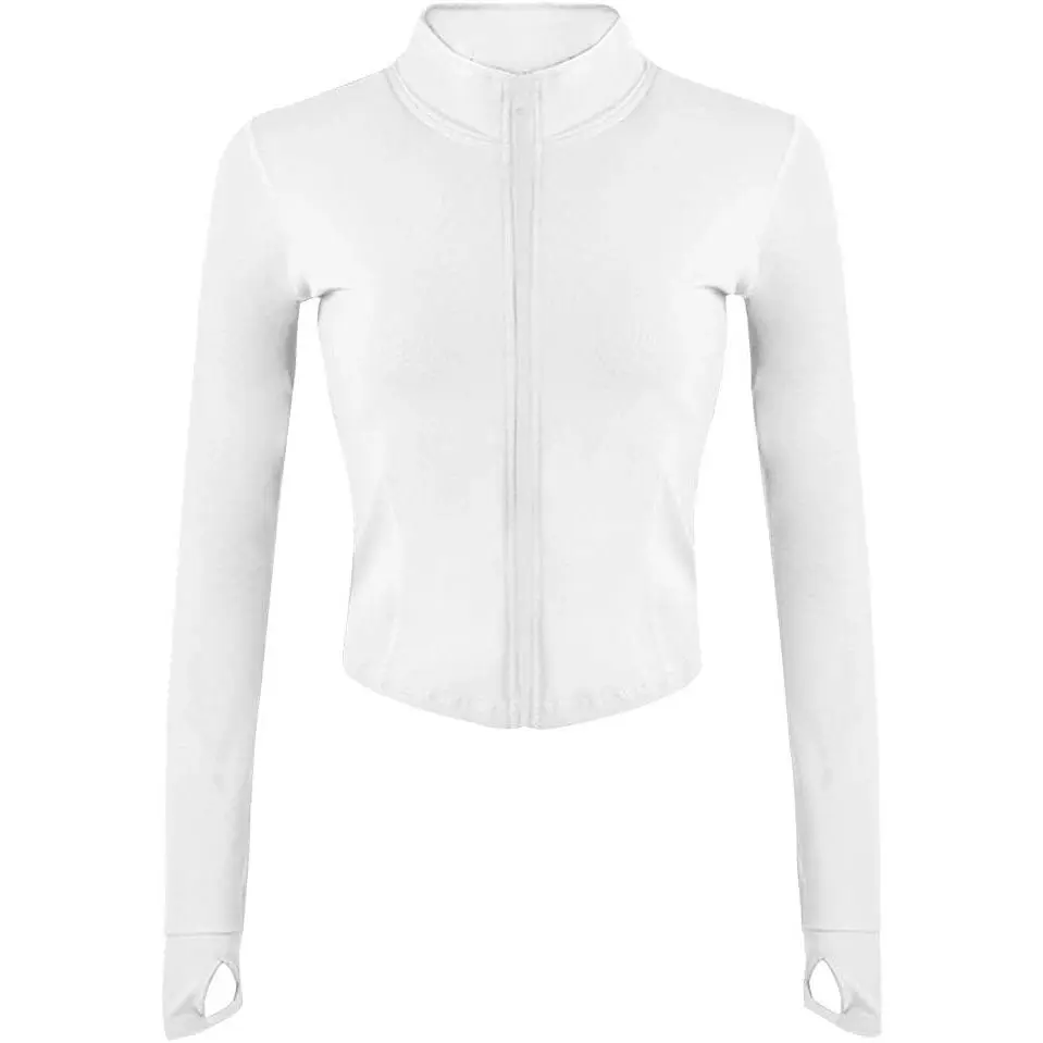 Womens Lightweight Full Zip Running Track Jacket Workout Slim  Yoga Sportwear with Thumb Holes