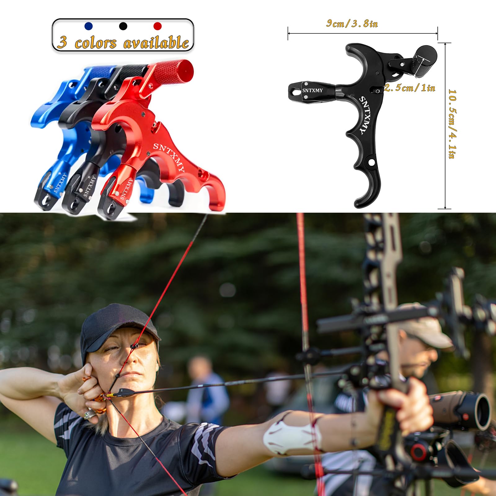 Unisex Aluminum Archery Bow Release - 360° Rotating Trigger, Ergonomic Design, Adjustable Camo Equipment for Compound & Recurve Bows, Boosts Accuracy & Durability for Outdoor Use