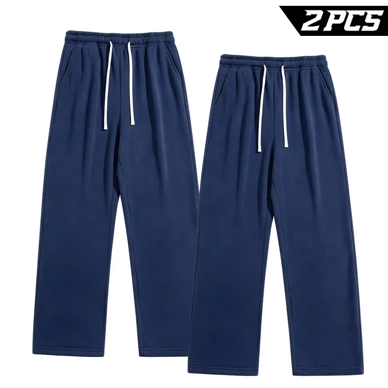 Open Bottom Sweatpants for Men, 2 Pack Loose Fit Wide Leg Pants with Drawstring and Pockets, Lightweight Joggers for Workouts, Gym, Travel, Training, Lounging and Casual Daily Wear