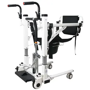 Patient Lift Transfer Chair,Hoyer Lifts for Home Use,Hydraulic Patient Lift Transfer Chair, Bathroom Wheelchair with 180° Split Seat and Potty, Portable Elderly Lift Bedside Commode Chair