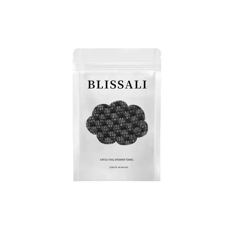 Exfoliating Bath Towel, Premium Scrubbing Washcloth Suitable for Body and Face, Double-sided Body Scrub with Bubble Pore-cleansing Towel Suitable for All Skin Types（Black)