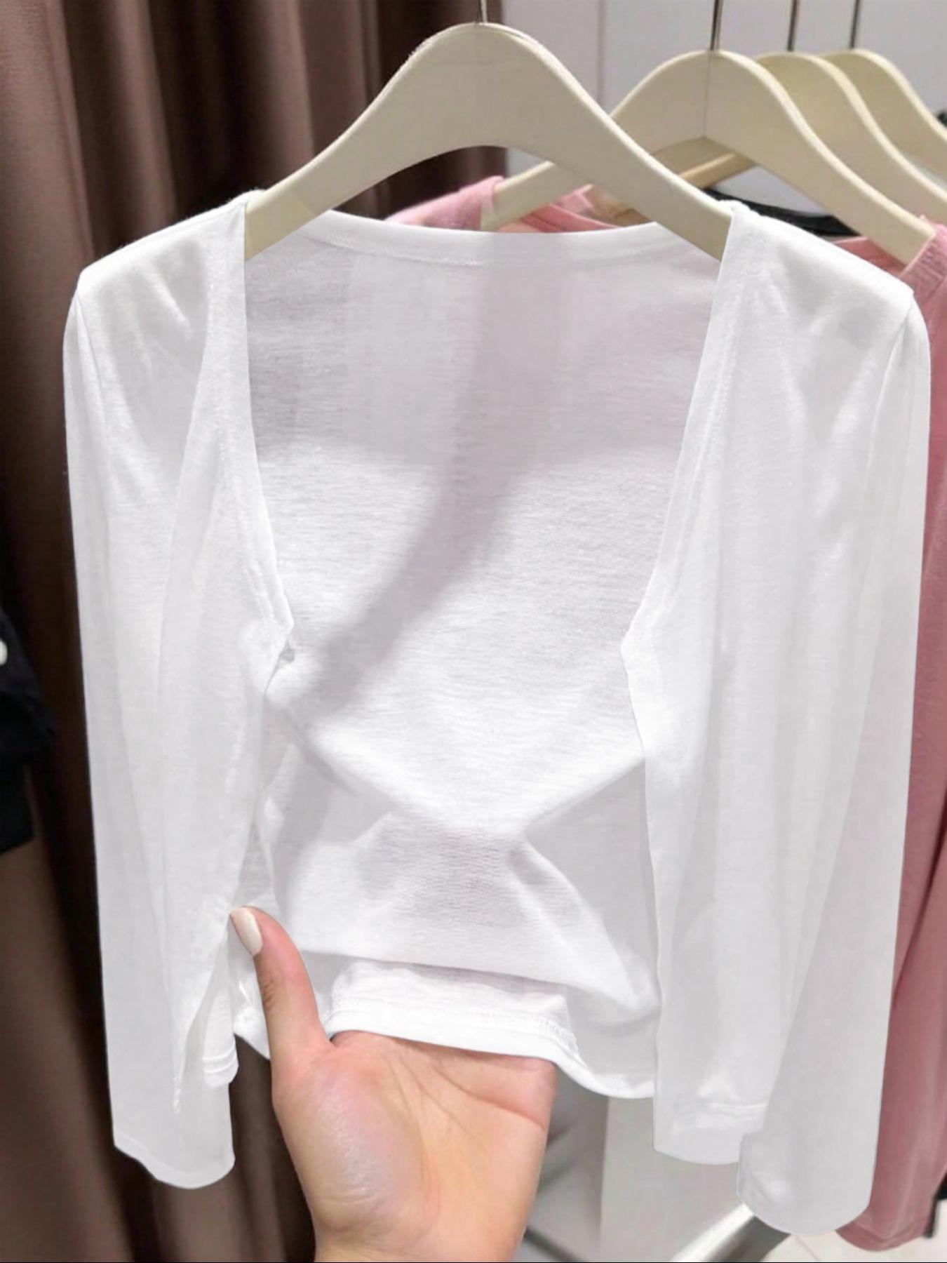 Women's Casual Solid Color Long Sleeves Short Cardigan, Basic Lightweight Open Front Sweater, Fashionable Ladies' Knitwear for Daily Wear