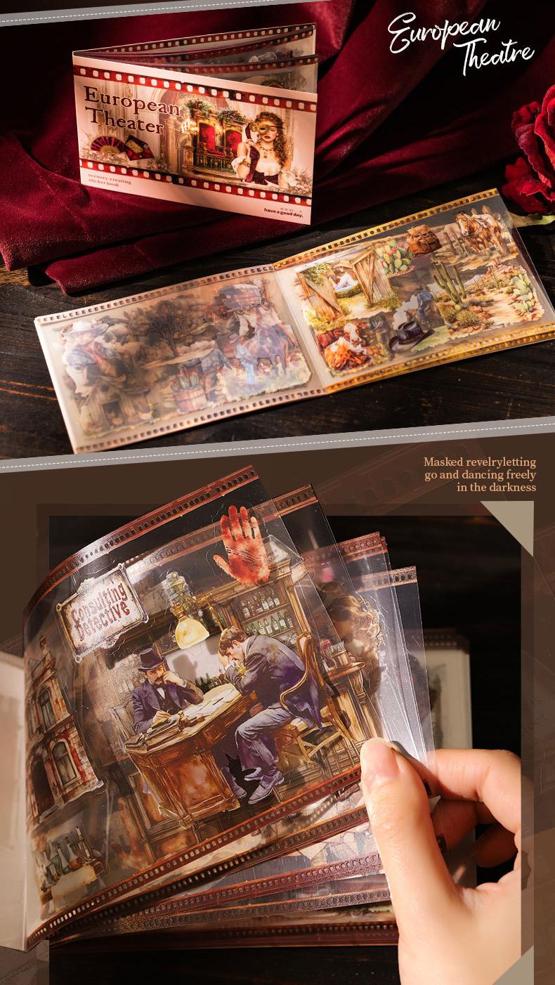 4 designs, 1 pack 20 vintage stickers with detective, ball, cowboy, nautical themes, minimalist style, PET waterproof material, self adhesive DIY planner decoration scrapbook sticker pack