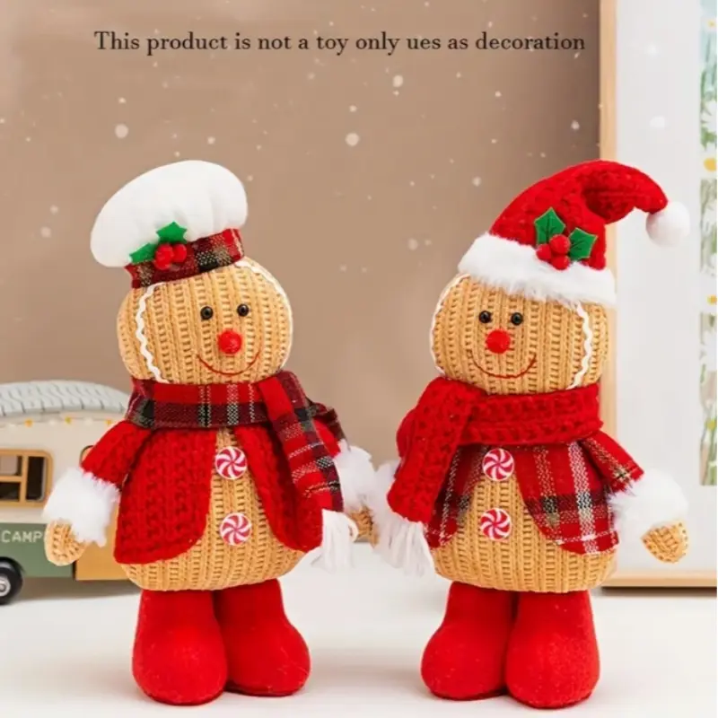 Classic Gingerbread Man Ornament, Fabric Material Christmas Decoration, Multi-Functional Room Decor, No Power Needed, Ideal Holiday Display