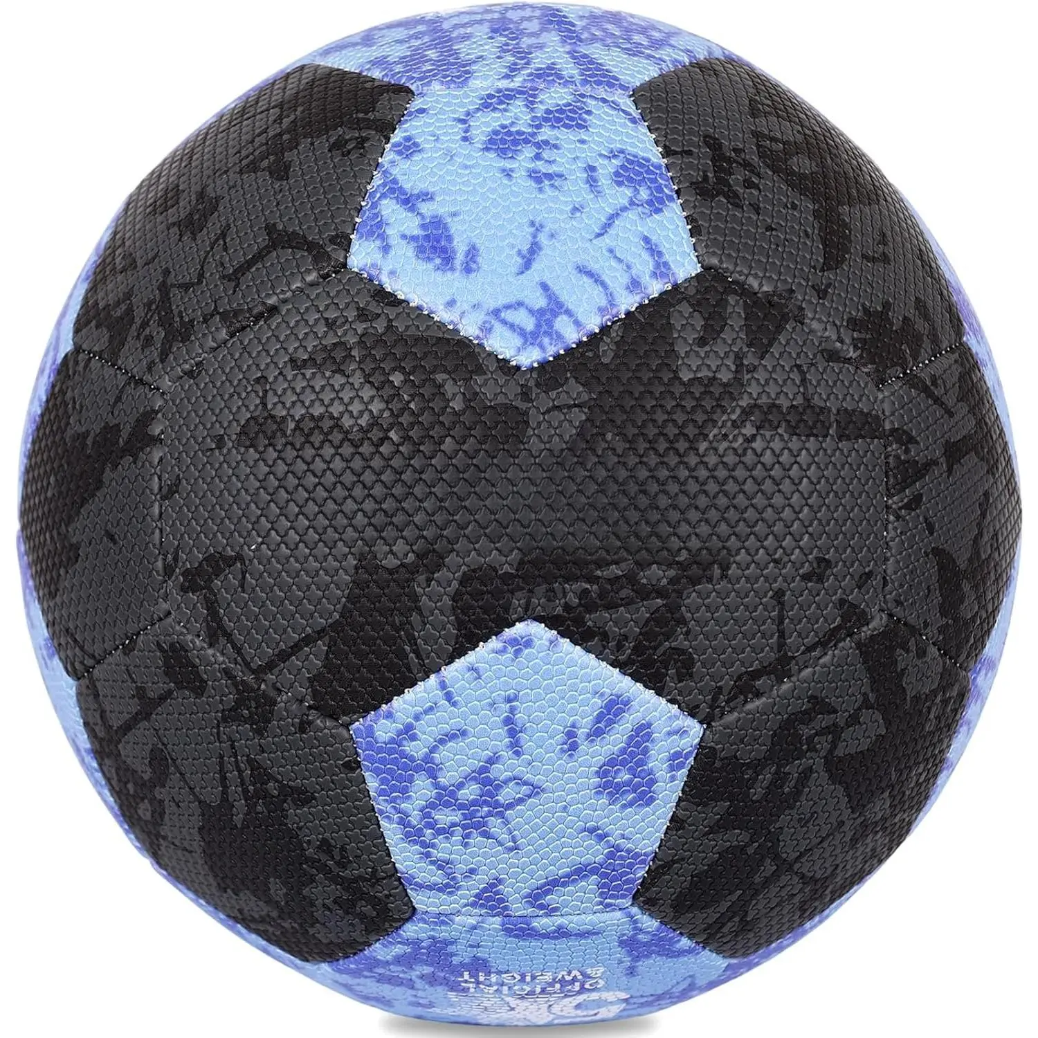 Classic Size 5 Unisex Soccer Ball, Black Blue PU Leather, Durable Machine-Stitched 32-Panel Football, Water-Resistant Seams, Fits Youth & Adults, for Outdoor Play & Indoor Use